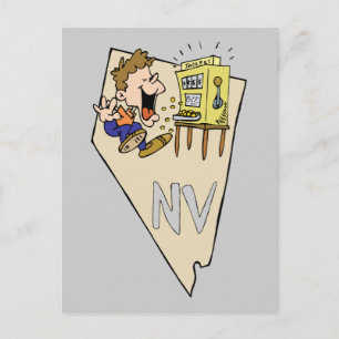 Carte Postale Nevada NV State Map & Gambler Jackpot Carton
