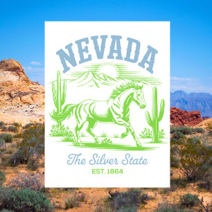 Carte Postale Nevada The Silver State Établ. 1864 Cheval Sauvage