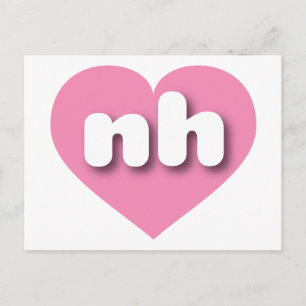 Carte Postale New Hampshire coeur rose - J'aime nh