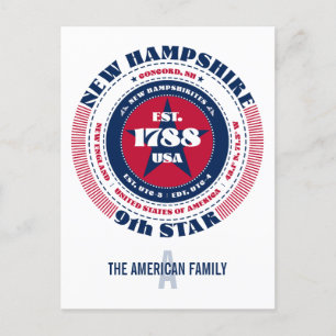 Carte Postale New Hampshire, Concord, NH, Patriotique, Monogramm