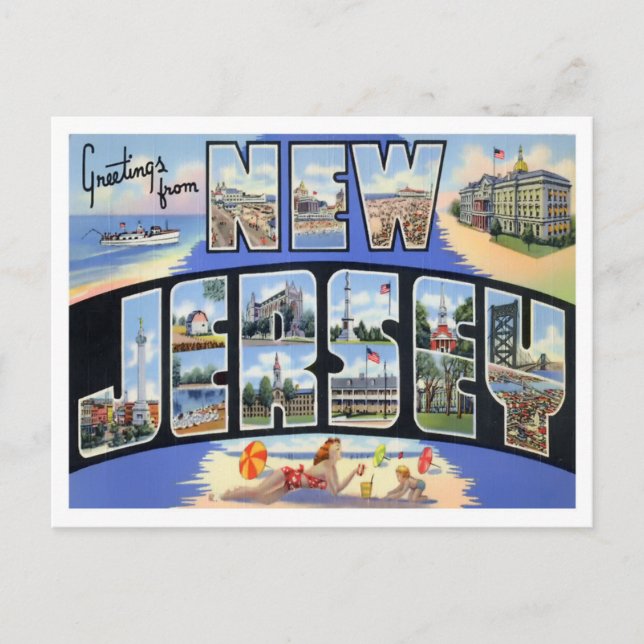 Carte postale New Jersey Falls Big Letters (Devant)