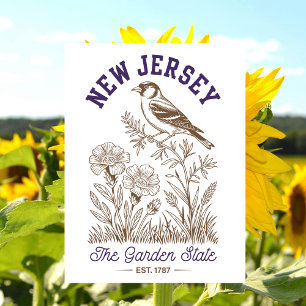Carte Postale New Jersey l'État jardinier Établ. 1787 Oiseau