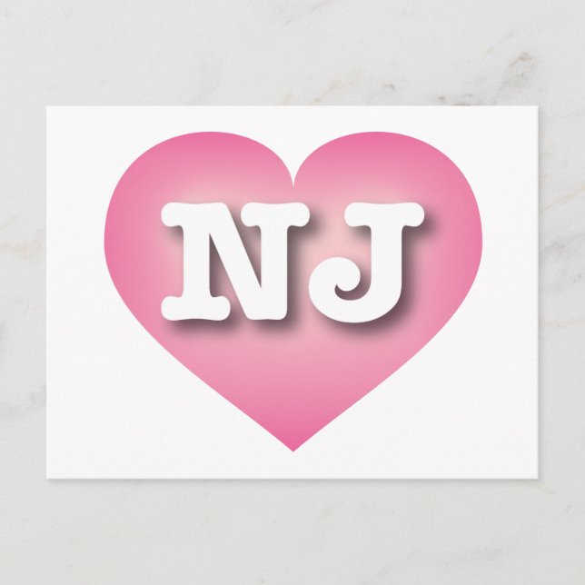 Carte Postale New Jersey rose Fade Heart - J'aime NJ (Devant)