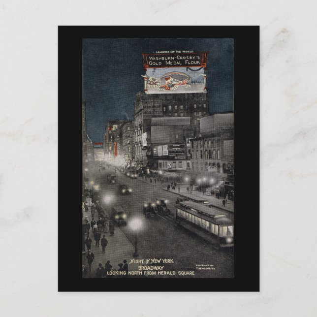 Carte Postale New York à la nuit en 1910 (Devant)