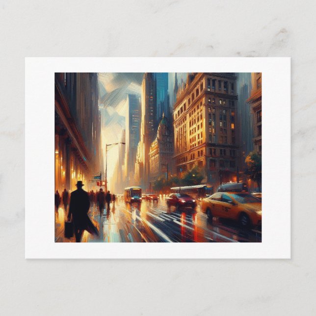 Carte Postale New York à Night, (Devant)