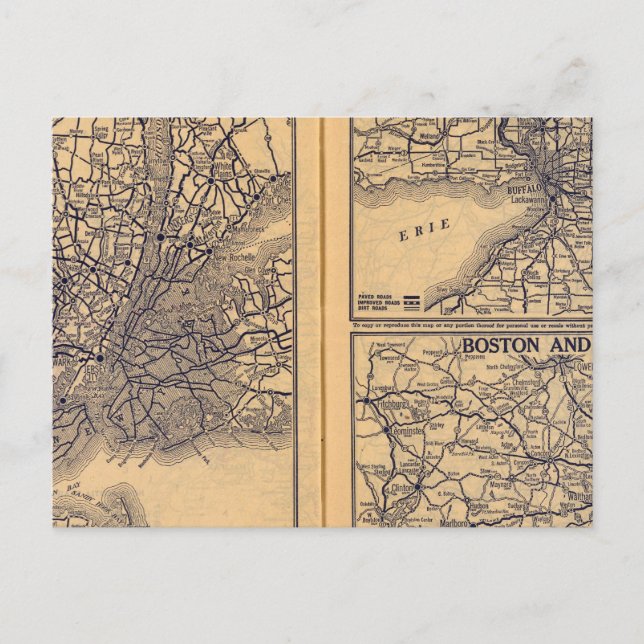 Carte Postale New York, Buffalo, Boston (Devant)