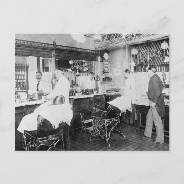 Carte Postale New York City Barber Shop, 1895 (Devant)