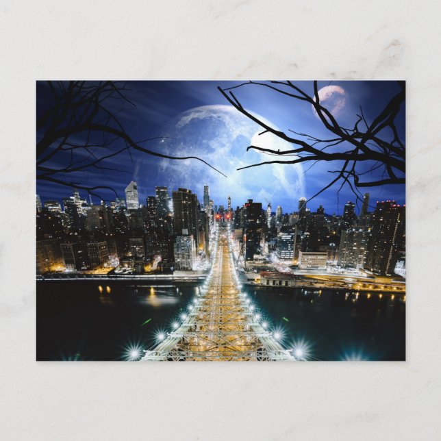 Carte Postale New York City Double Moon Altéré Art (Devant)