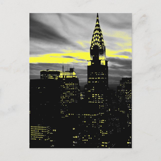 Carte postale New York City Jaune Gris (Devant)