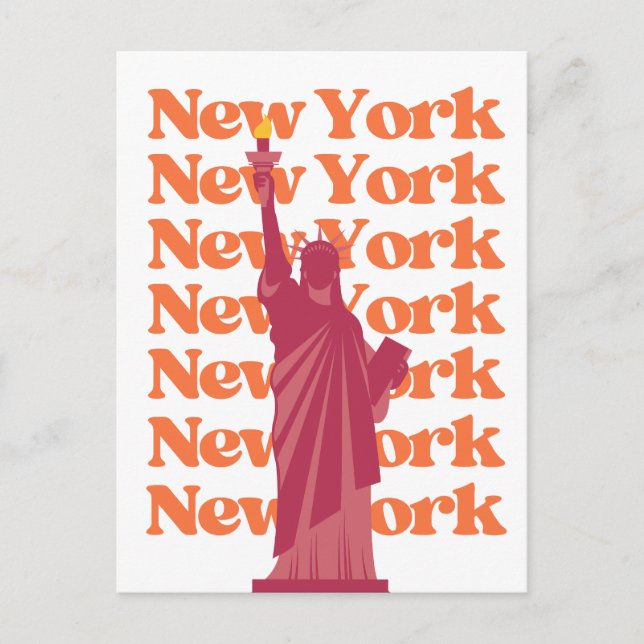 Carte Postale New York City Pink Orange NYC Travel (Devant)