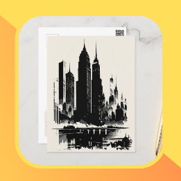 Carte Postale New York City Postcard Art Style Bâtiments Vintage
