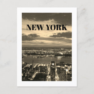 Carte Postale New York City Skyline Lumière nocturne Twilight Se