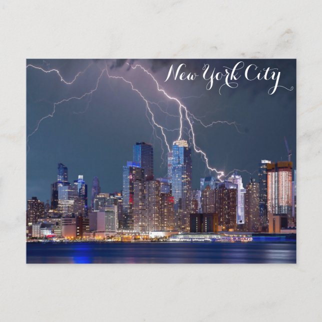 Carte Postale New York City Skyline Tempête de nuit Photo (Devant)