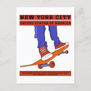 Carte Postale New York City, USA Cool Skateboard