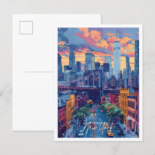 Carte Postale New York City Vintage voyage d'art américain