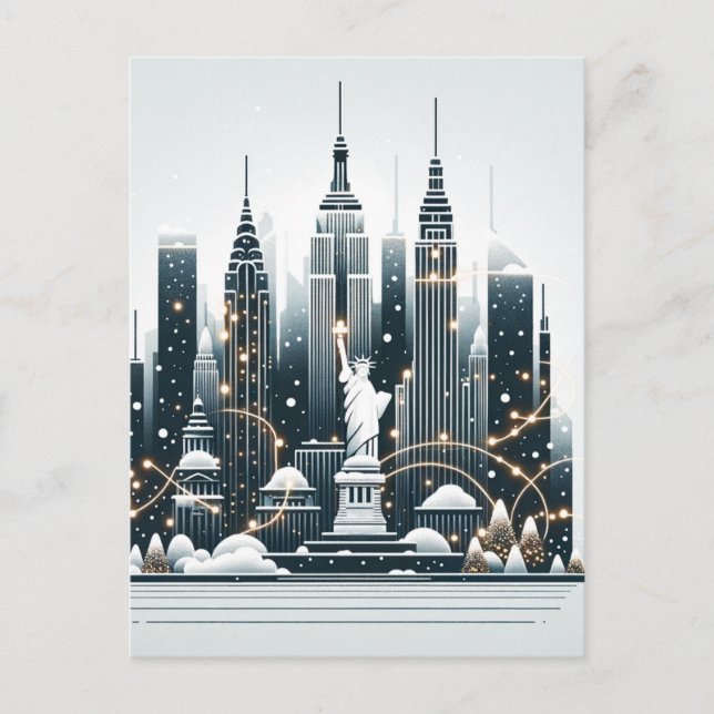 Carte Postale New York Holiday Elegance - Noël personnalisable (Devant)