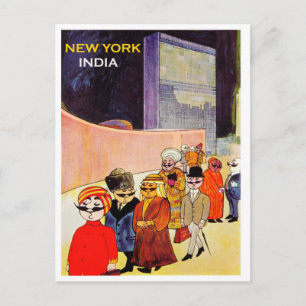 Carte Postale New York Inde, affiche publicitaire aérienne vinta
