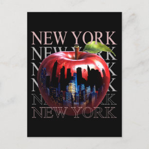 Carte Postale New York La Grande Pomme Fruit Silhouette Ville
