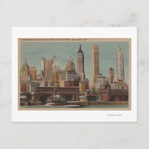 Carte Postale New York, NY - Downtown Skyline de Staten