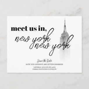 CARTE POSTALE NEW YORK SKYLINE NOIR ET BLANC ENREGISTRER LA DATE