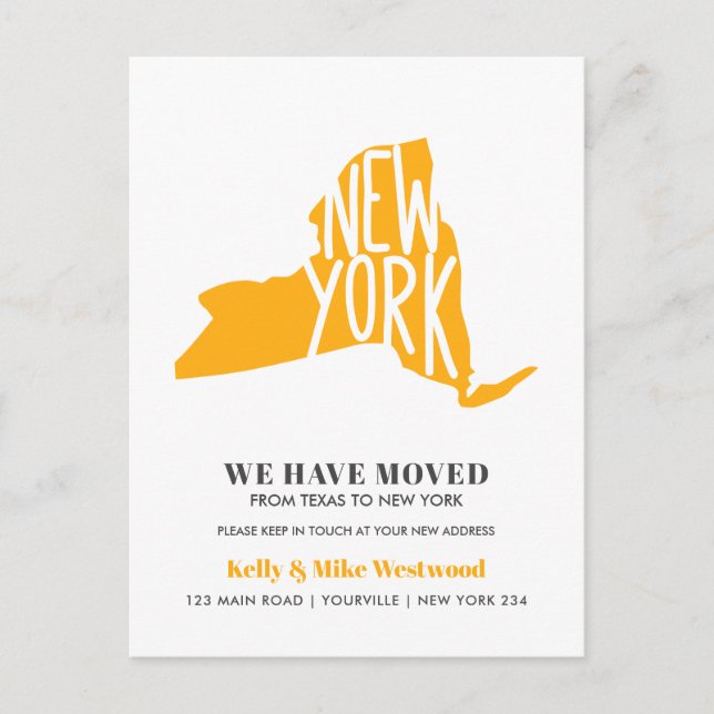 Carte Postale NEW YORK STATE Nous avons déménagé Nouvelle adress (Devant)