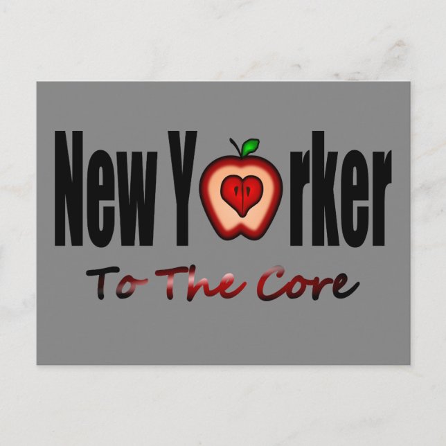 Carte Postale New Yorker Au Coeur Avec La Grosse Pomme Coupée (Devant)