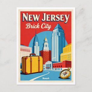 Carte Postale NEWARK NJ Brick City – Rétro des années 1950