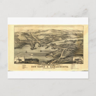 Carte Postale Newcastle & Damariscotta, Maine en 1878