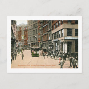 Carte Postale Newspaper Row, Washington St., Boston Vintage