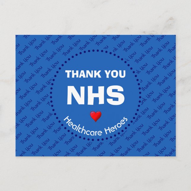 Carte Postale NHS Merci aux héros de la santé PERSONNALISABLE (Devant)