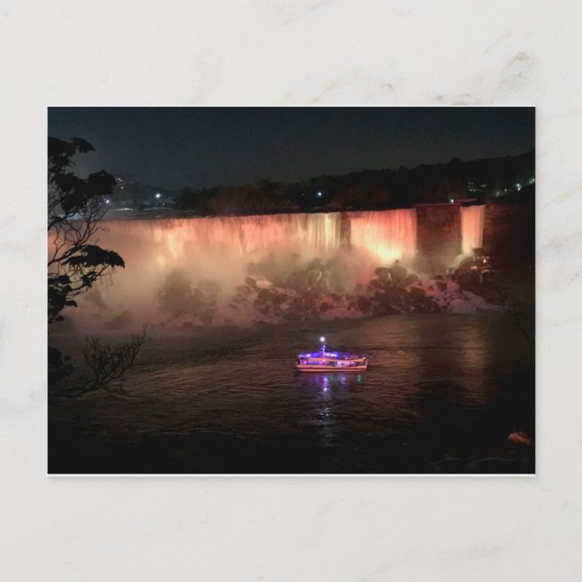 Carte Postale Niagra tombe la nuit (Devant)