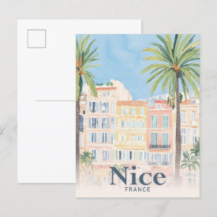 Carte Postale Nice France Aquarelle Peinture Voyage