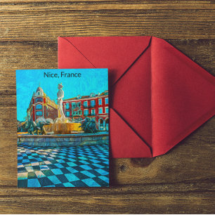 Carte Postale Nice France Place Massena Paint à l'huile