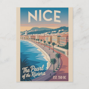 Carte Postale Nice France Rétro Ciel Ville Paysage Voyage
