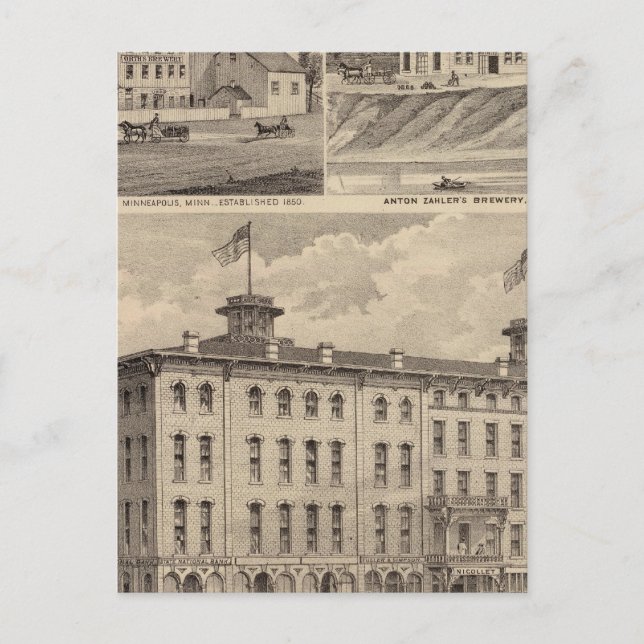 Carte Postale Nicollet House, Orth's Brewery, Minnesota (Devant)