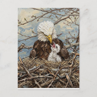 Carte Postale Nid d'aigle chauve Aquarelle Message personnalisé