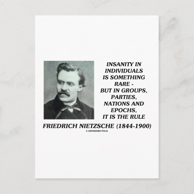 Carte Postale Nietzsche Insanity Rare Dans Les Individus Citer (Devant)