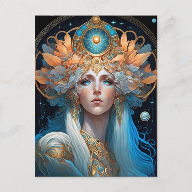 Carte Postale Night Goddess Queen Imaginaire Art (Devant)