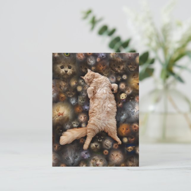 Carte Postale Nighty Kitty Chat, (Debout devant)