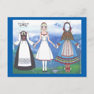 Carte Postale Nina of Norway Paper Doll Postcard