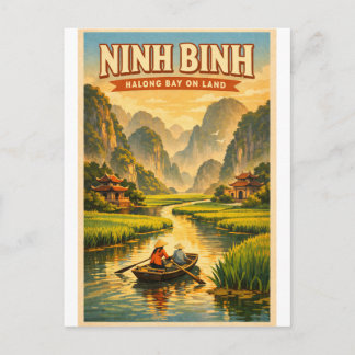 Carte Postale Ninh Binh, Vietnam, in a classic retro travel