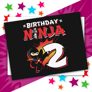 Carte Postale Ninja de bande dessinée de 2 ans pour 2ème anniver