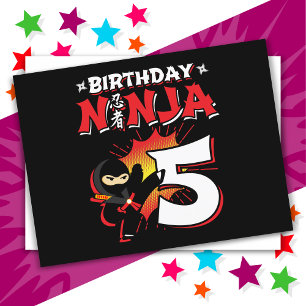 Carte Postale Ninja de bande dessinée de 5 ans pour son 5ème ann