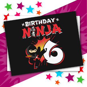 Carte Postale Ninja de style BD 6 ans pour 6ème anniversaire