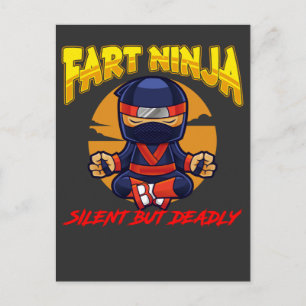 Carte Postale Ninja Fart Humour Karate Silent Farting Plaisanter