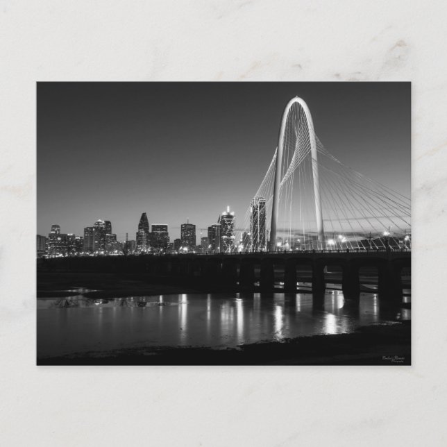 Carte Postale Niveaux de gris Dallas Skyline Dawn (Devant)