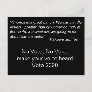 Carte Postale No Vote, No Voice Hakeem Jeffries Citation