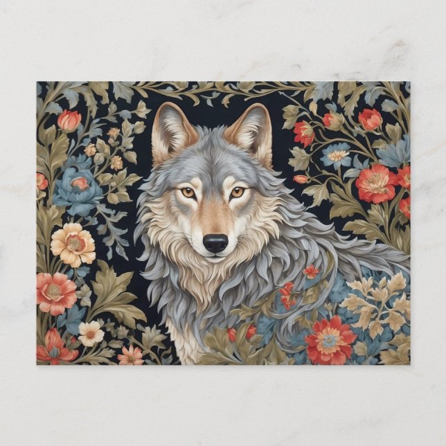 Carte Postale Noble Grey Wolf William Morris Inspiré (Devant)