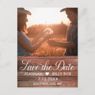 Carte Postale Noces photo rustique en blanc Sauvons la date