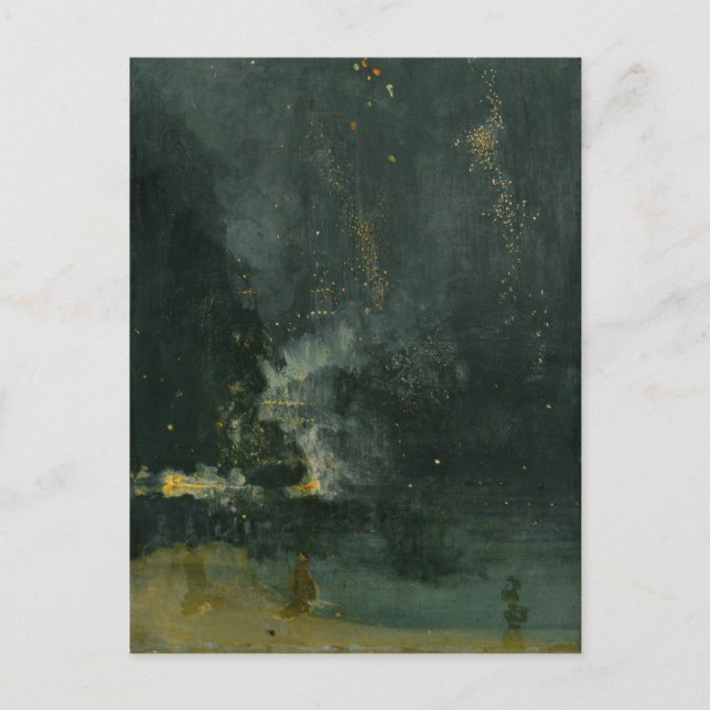 Carte Postale Nocturne en Noir et Or, Falling Rocket (Devant)